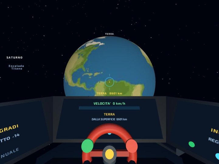La cabina della Brusconave con la Terra nel finestrone – gioca a Brusconave